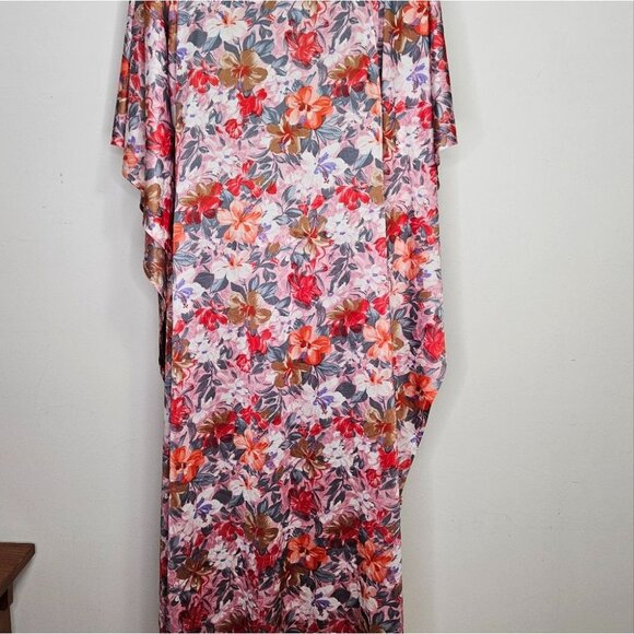 VTG 60s 70s Hawaiian Floral Kaftan Maxi Dress Mumuu Patio - Picture 8 of 14